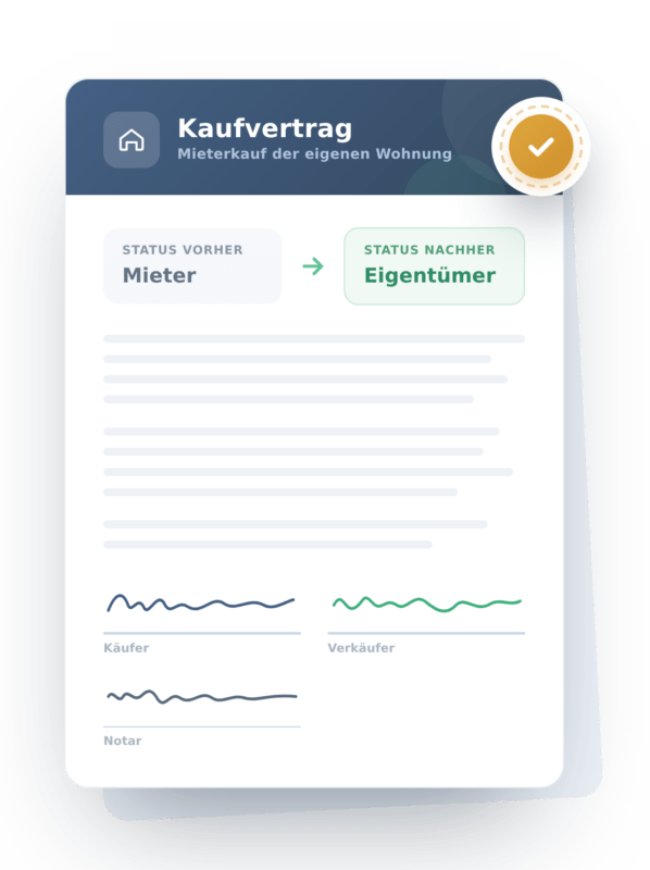 Mieterkauf-Kaufvertrag, aus Mieter wird Eigentümer der eigenen Wohnung